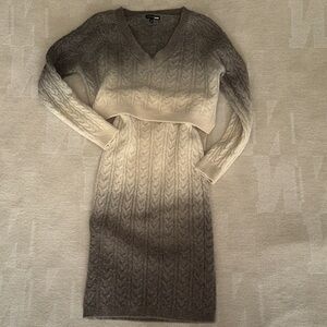 Brown and Cream Cable Knit Sweater Set